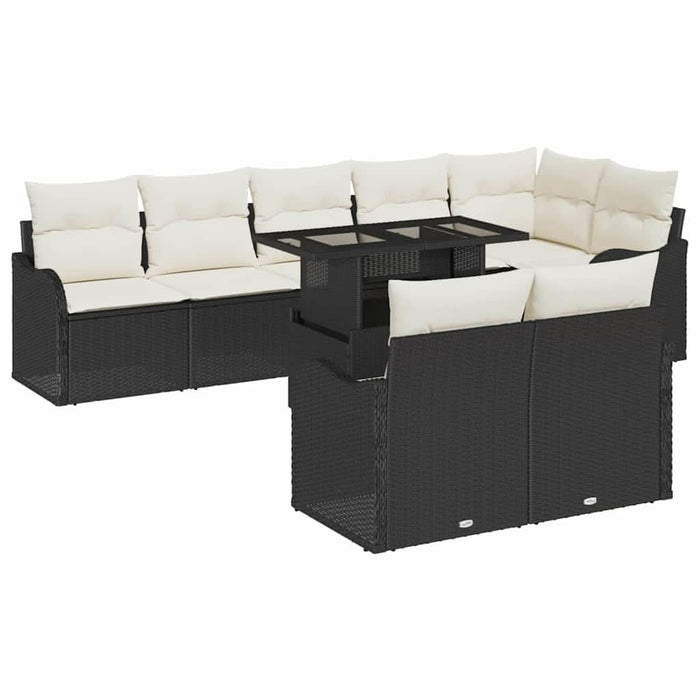 Set de canapele pentru grădină cu pernă 9 pcs Negru Rattan poli - WALTI WALTI