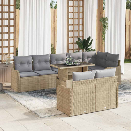 Set de canapele pentru grădină cu pernă 9 pcs Bej Rattan poli - WALTI WALTI