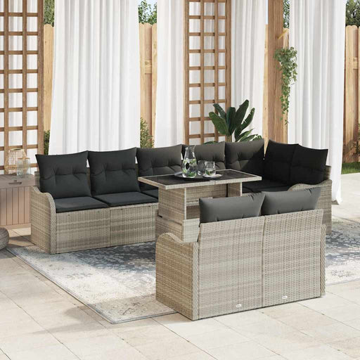 Set de canapele pentru grădină 9 pcs Gri deschis Rattan poli - WALTI WALTI