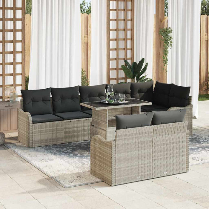 Set de canapele pentru grădină 9 pcs Gri deschis Rattan poli - WALTI WALTI