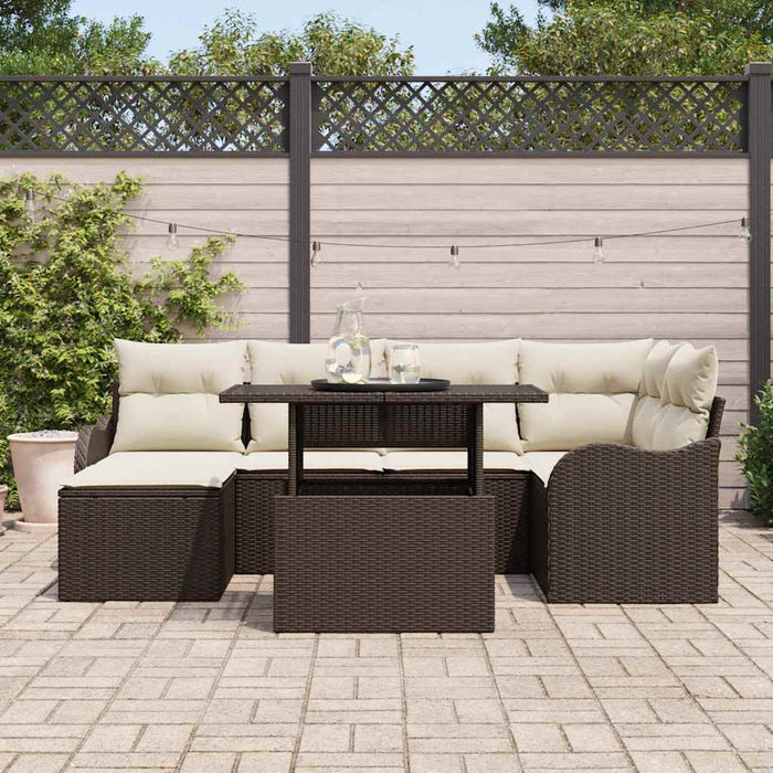 Set de canapele pentru grădină cu pernă 7 pcs Maro Rattan poli - WALTI WALTI