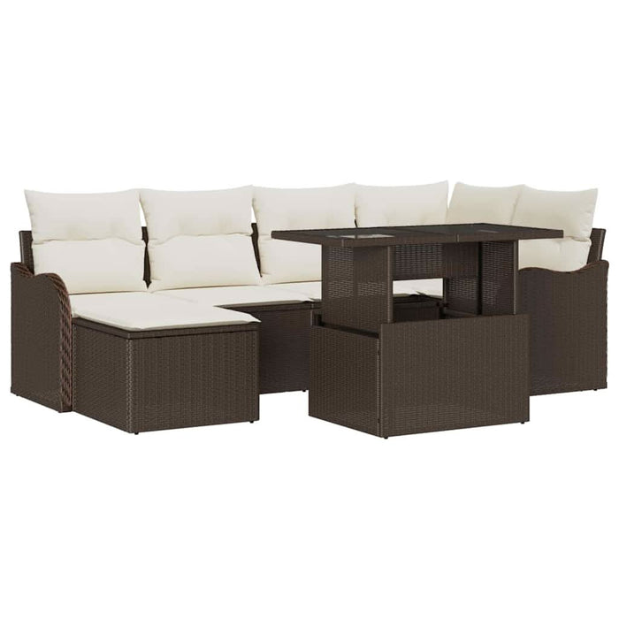 Set de canapele pentru grădină cu pernă 7 pcs Maro Rattan poli - WALTI WALTI