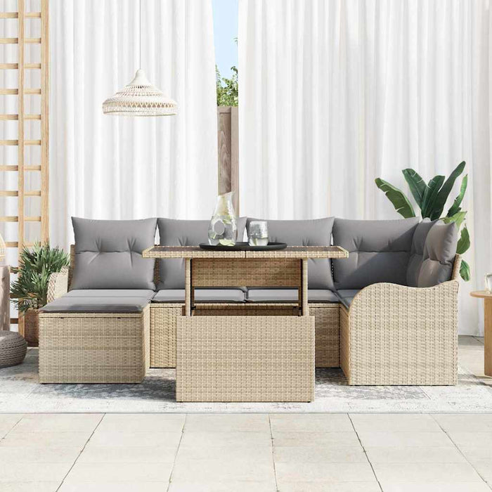 Set de canapele pentru grădină cu pernă 7 pcs Bej Rattan poli - WALTI WALTI