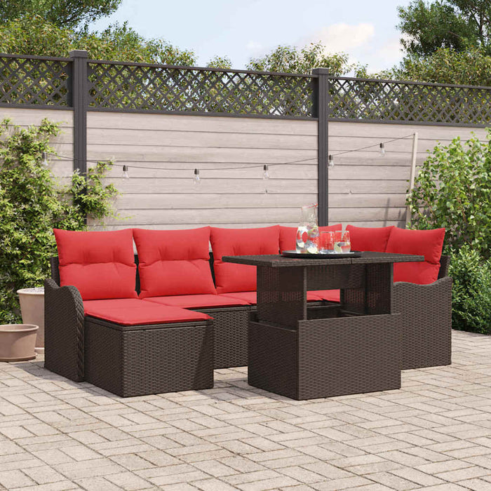 Set de canapele pentru grădină cu pernă 7 pcs Maro Rattan poli WALTI