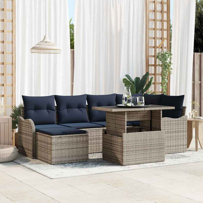 Set de canapele pentru grădină 7 buc. Gri Rattan poli WALTI