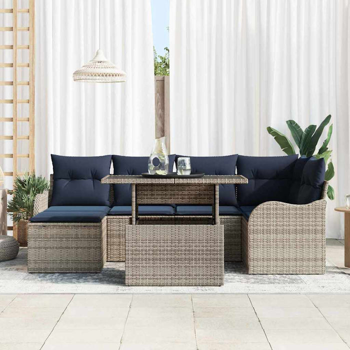 Set de canapele pentru grădină 7 buc. Gri Rattan poli WALTI