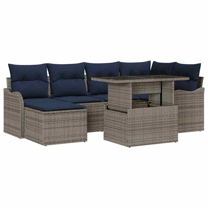 Set de canapele pentru grădină 7 buc. Gri Rattan poli WALTI