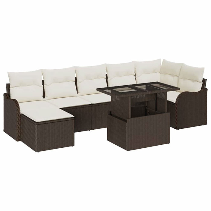 Set de canapele pentru grădină cu pernă 8 pcs Maro Rattan poli - WALTI WALTI