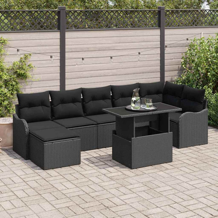 Set de canapele pentru grădină cu pernă 8 pcs Negru Rattan poli - WALTI WALTI