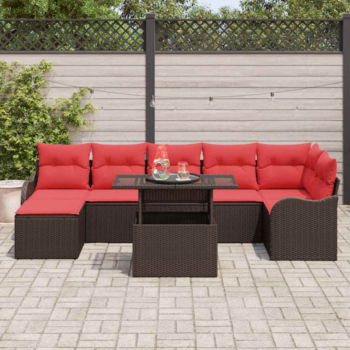 Set de canapele pentru grădină cu pernă 8 pcs Maro Rattan poli WALTI