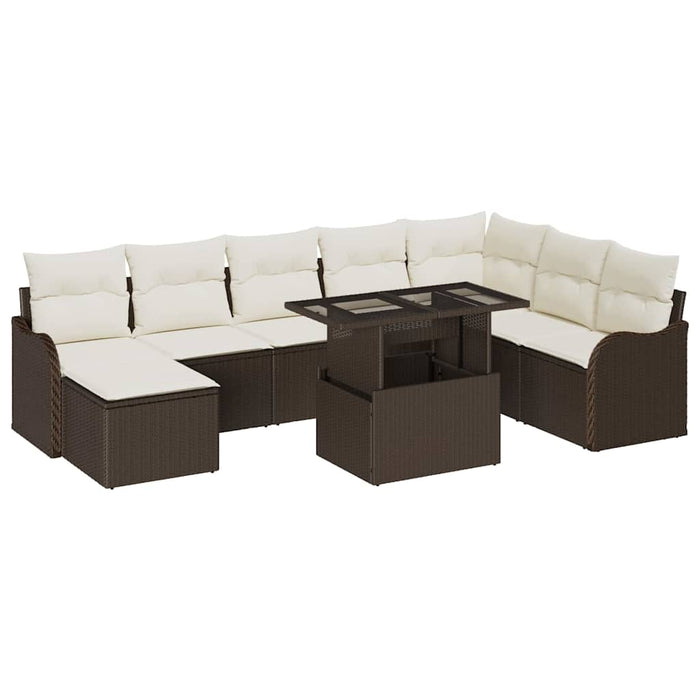 Set de canapele pentru grădină cu pernă 9 pcs Maro Rattan poli - WALTI WALTI