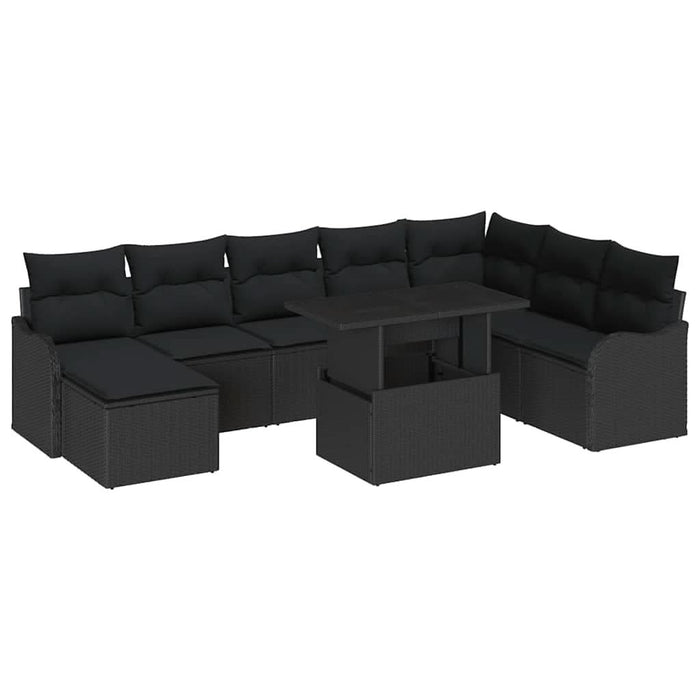 Set de canapele pentru grădină cu pernă 9 pcs Negru Rattan poli - WALTI WALTI