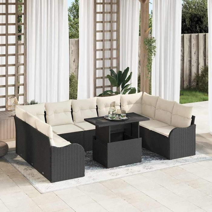 Set de canapele pentru grădină 10 pcs Negru Rattan poli - WALTI WALTI