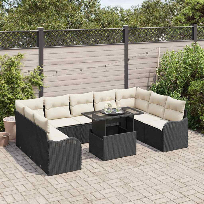 Set de canapele pentru grădină 10 pcs Negru Rattan poli - WALTI WALTI