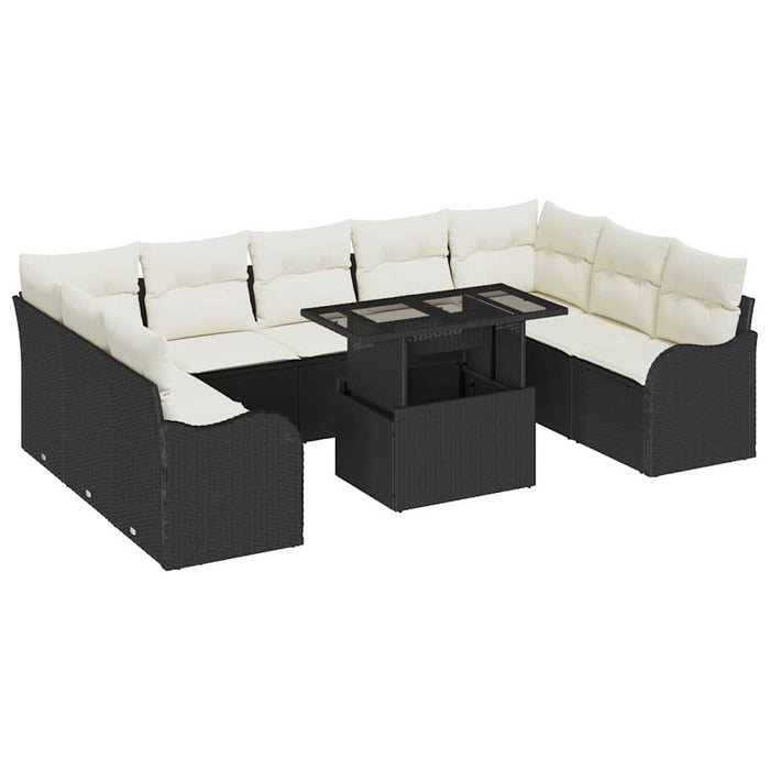 Set de canapele pentru grădină 10 pcs Negru Rattan poli - WALTI WALTI