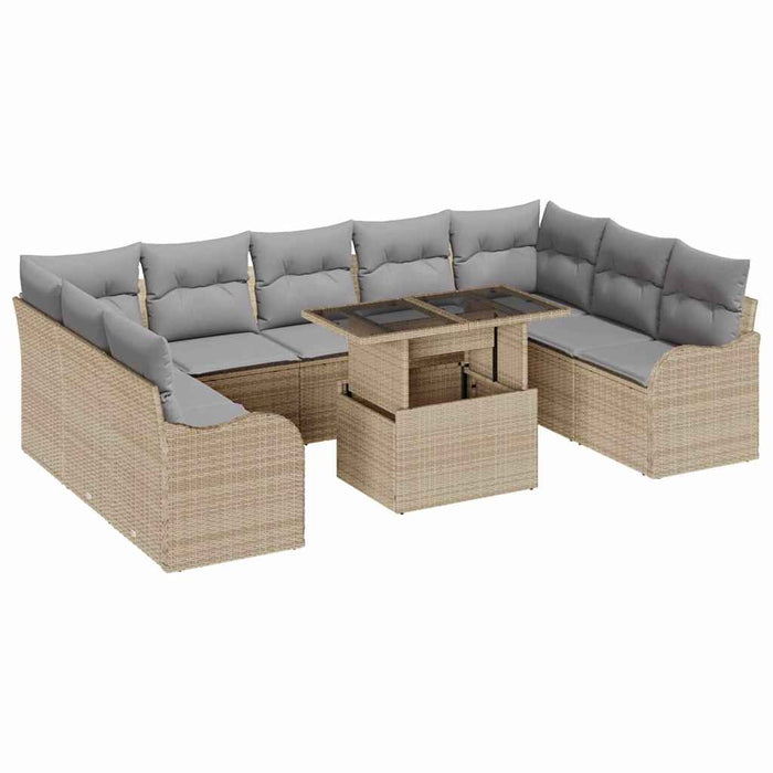Set de canapele pentru grădină cu pernă 10 pcs Bej Rattan poli - WALTI WALTI