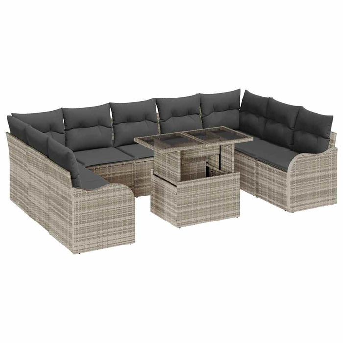 Set de canapele pentru grădină 10 pcs Gri deschis Rattan poli - WALTI WALTI