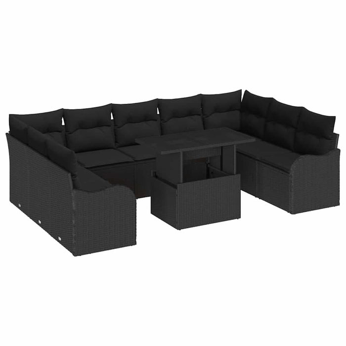 Set de canapele pentru grădină 10 pcs Negru Rattan poli - WALTI WALTI
