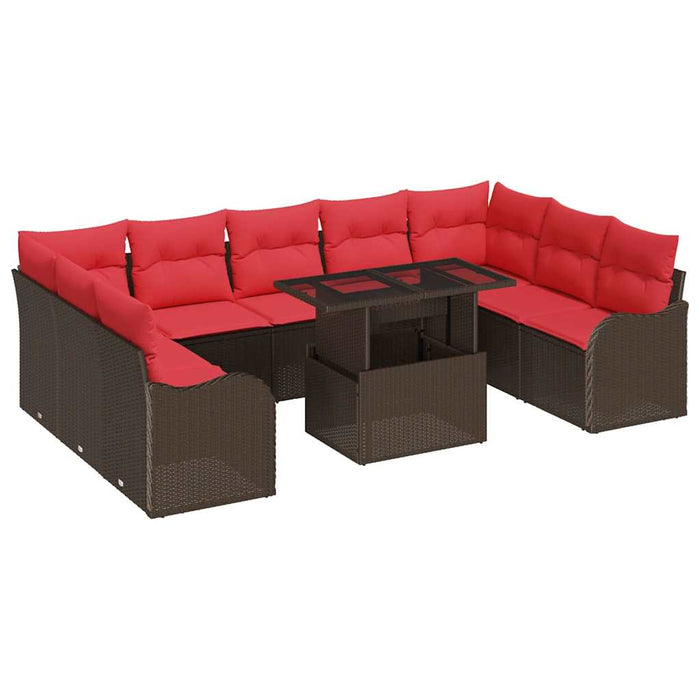 Set de canapele pentru grădină cu pernă 10 pcs Maro Rattan poli WALTI