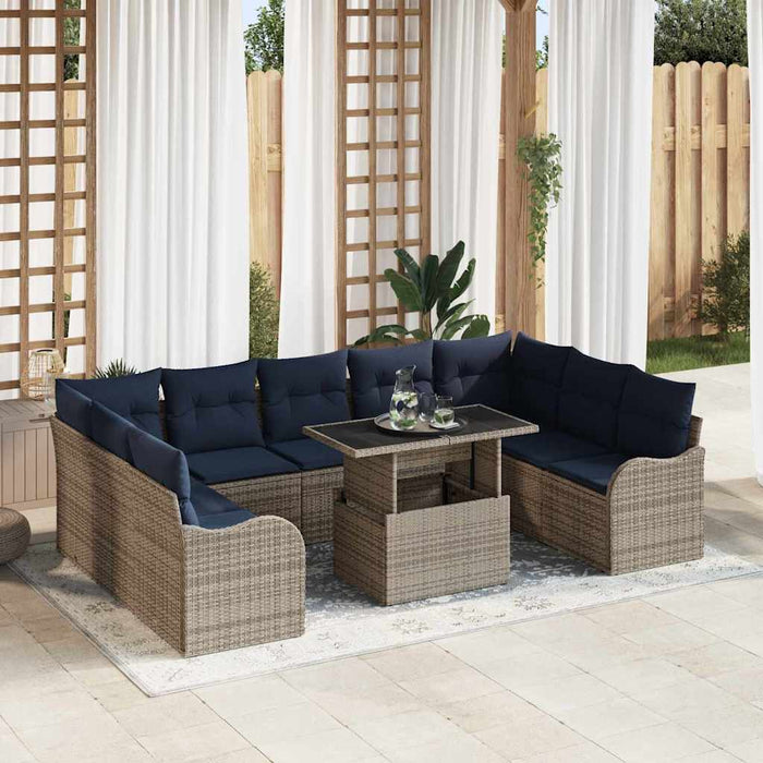 Set de canapele pentru grădină 10 buc. Gri Rattan poli WALTI