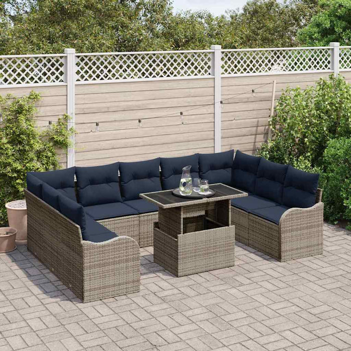 Set de canapele pentru grădină 10 buc. Gri Rattan poli WALTI