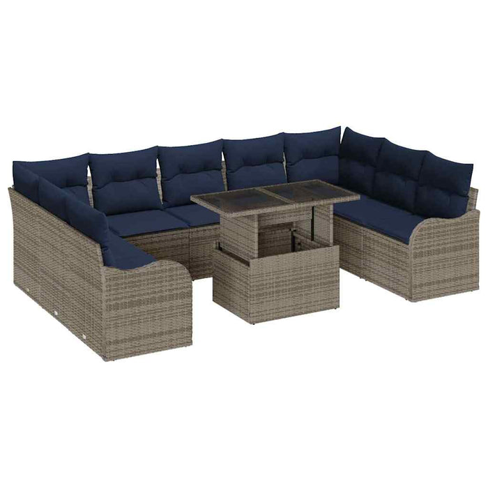 Set de canapele pentru grădină 10 buc. Gri Rattan poli WALTI