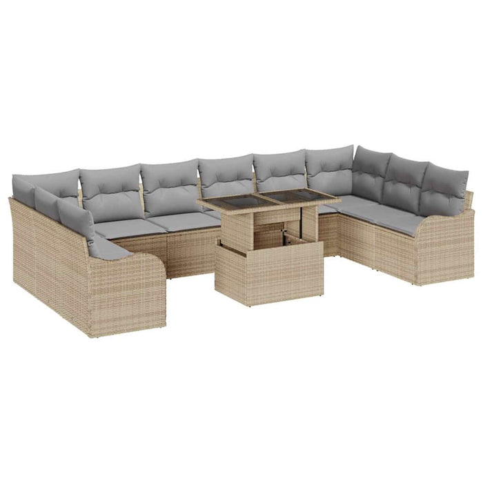 Set de canapele pentru grădină cu pernă 11 pcs Bej Rattan poli - WALTI WALTI