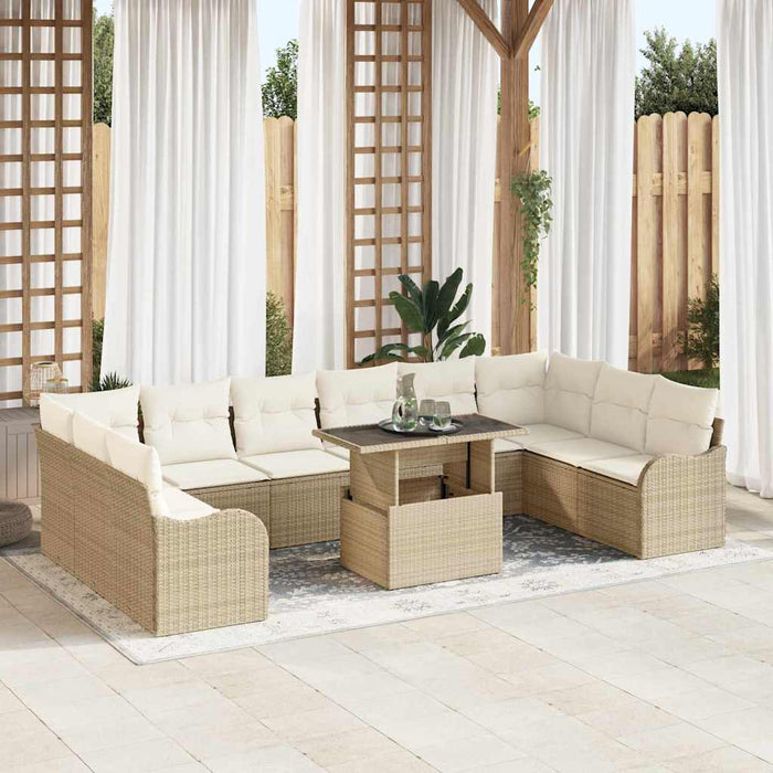 Set de canapele pentru grădină cu pernă 11 pcs Bej Rattan poli - WALTI WALTI