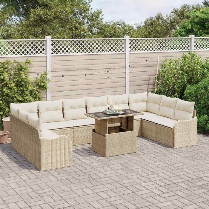 Set de canapele pentru grădină cu pernă 11 pcs Bej Rattan poli - WALTI WALTI