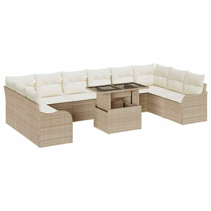 Set de canapele pentru grădină cu pernă 11 pcs Bej Rattan poli - WALTI WALTI