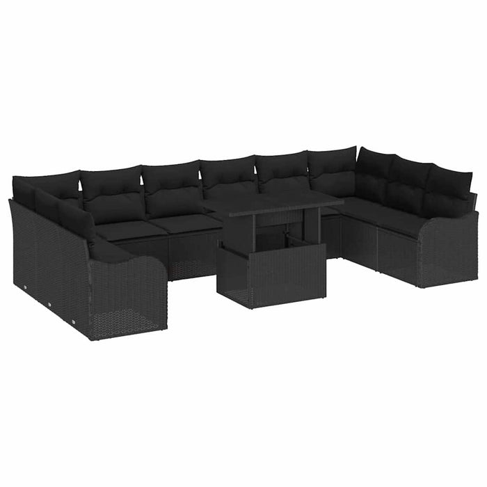 Set de canapele pentru grădină 11 pcs Negru Rattan poli - WALTI WALTI