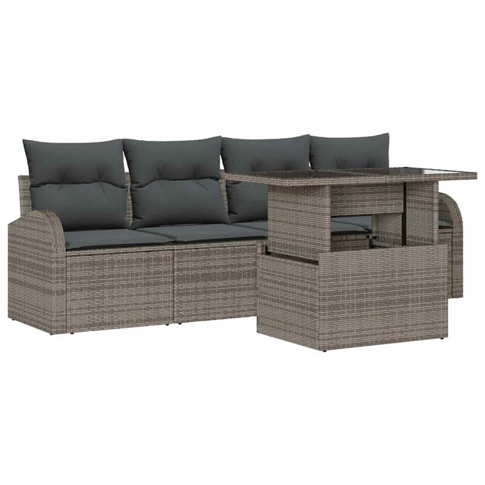 Set de canapele pentru grădină cu pernă 5 pcs Gri Rattan poli - WALTI WALTI