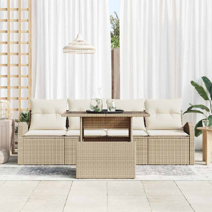 Set de canapele pentru grădină cu pernă 5 pcs Bej Rattan poli WALTI