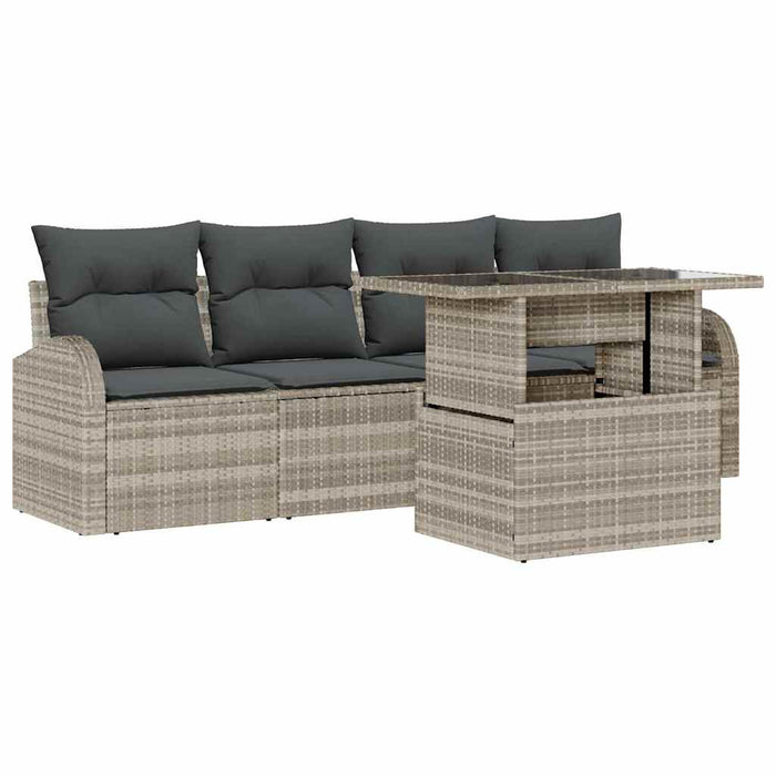 Set de canapele pentru grădină 5 pcs Gri deschis Rattan poli - WALTI WALTI