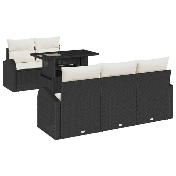Set de canapele pentru grădină cu pernă 6 pcs Negru Rattan poli - WALTI WALTI
