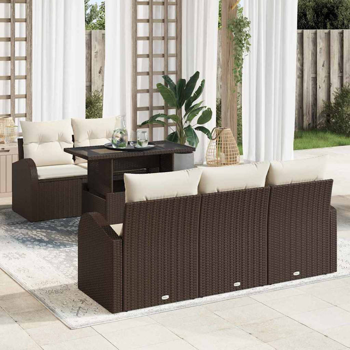 Set de canapele pentru grădină cu pernă 6 pcs Maro Rattan poli - WALTI WALTI