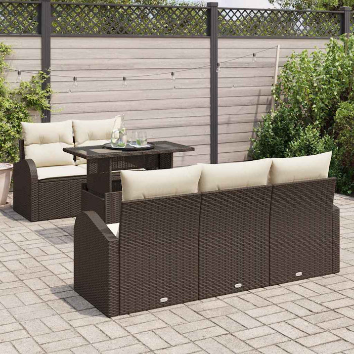 Set de canapele pentru grădină cu pernă 6 pcs Maro Rattan poli - WALTI WALTI