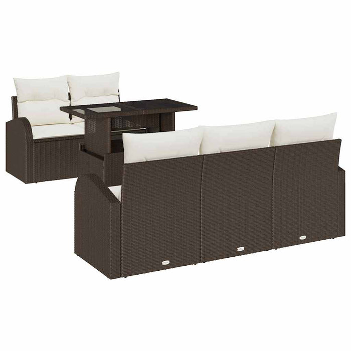 Set de canapele pentru grădină cu pernă 6 pcs Maro Rattan poli - WALTI WALTI