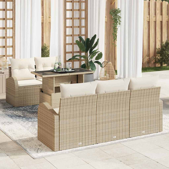 Set de canapele pentru grădină cu pernă 6 pcs Bej poliratan WALTI