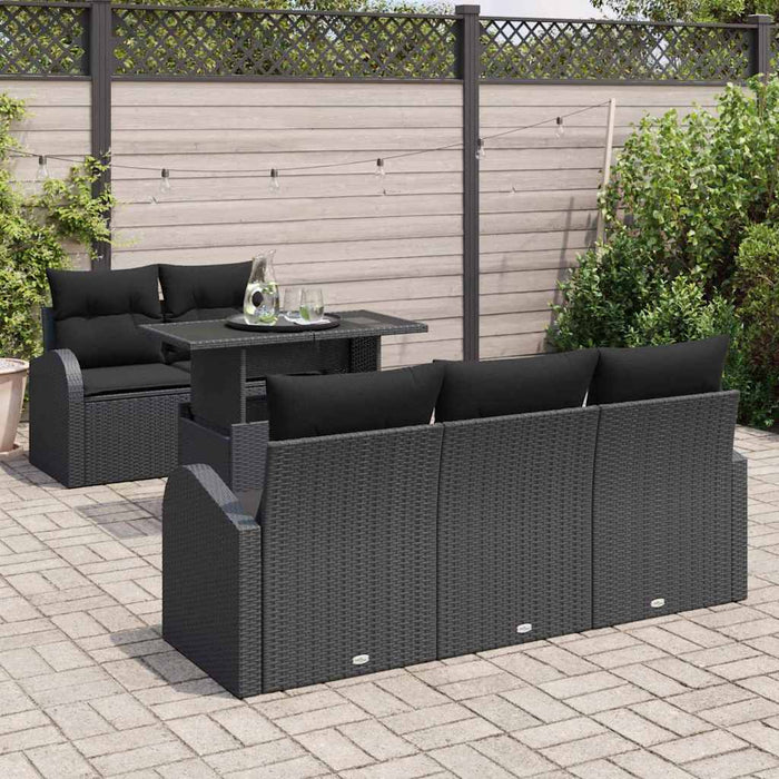 Set de canapele pentru grădină cu pernă 6 pcs Negru poliratan - WALTI WALTI