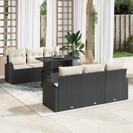 Set de canapele pentru grădină cu pernă 7 pcs Negru Rattan poli - WALTI WALTI