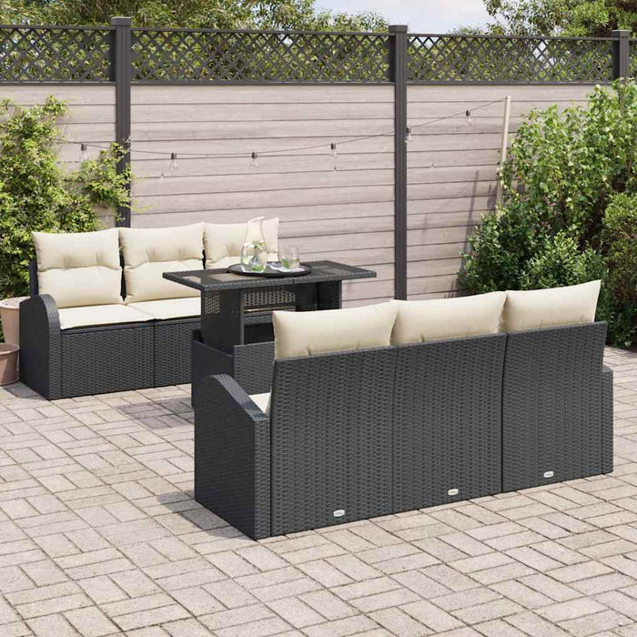 Set de canapele pentru grădină cu pernă 7 pcs Negru Rattan poli - WALTI WALTI