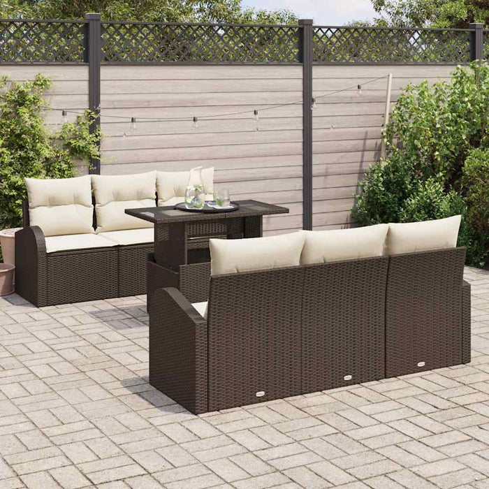 Set de canapele pentru grădină cu pernă 7 pcs Maro Rattan poli - WALTI WALTI
