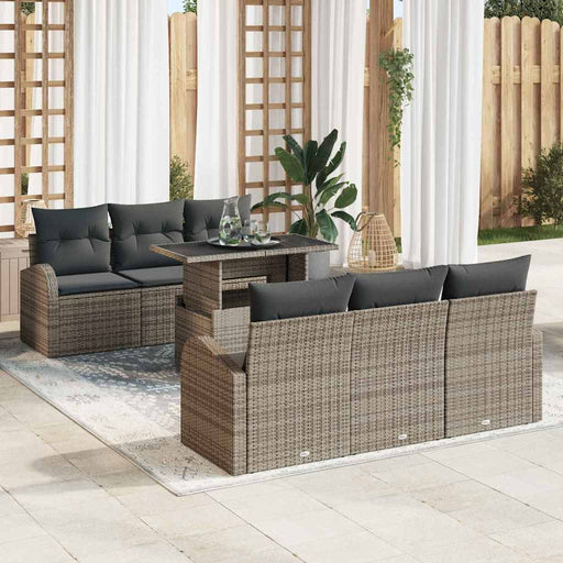 Set de canapele pentru grădină cu pernă 7 pcs Gri Rattan poli - WALTI WALTI