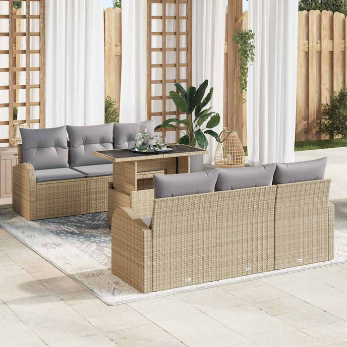 Set de canapele pentru grădină cu pernă 7 pcs Bej Rattan poli - WALTI WALTI