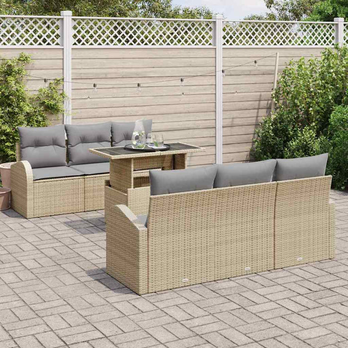 Set de canapele pentru grădină cu pernă 7 pcs Bej Rattan poli - WALTI WALTI