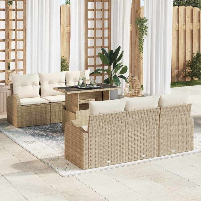 Set de canapele pentru grădină cu pernă 7 pcs Bej Rattan poli - WALTI WALTI