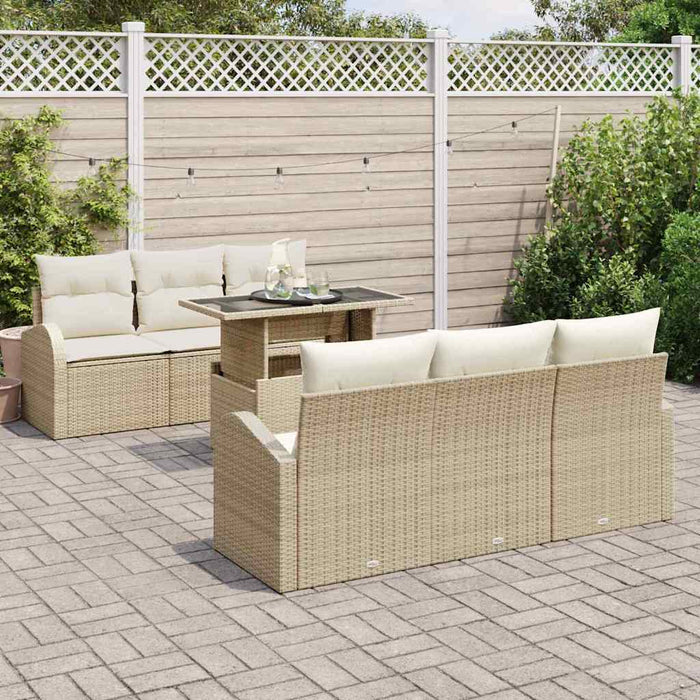 Set de canapele pentru grădină cu pernă 7 pcs Bej Rattan poli - WALTI WALTI