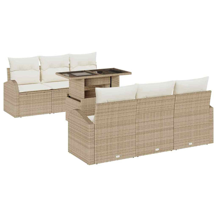 Set de canapele pentru grădină cu pernă 7 pcs Bej Rattan poli - WALTI WALTI