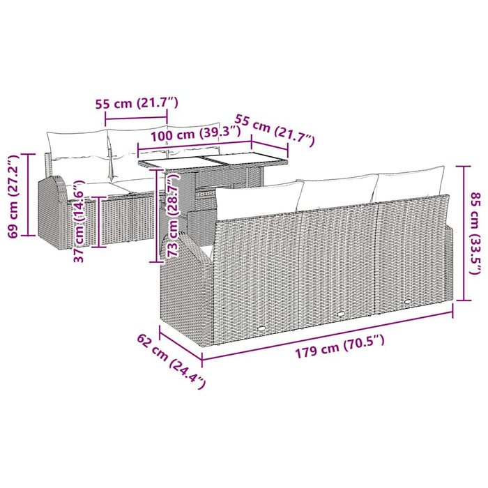 Set de canapele pentru grădină cu pernă 7 pcs Bej Rattan poli - WALTI WALTI